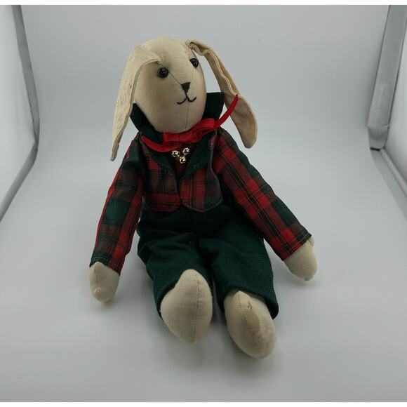 Vintage Christmas Bunny Victorian Doll Bunny‎ Stuffed Doll - Picture 1 of 9